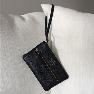 Kate Spade black leather wristlet